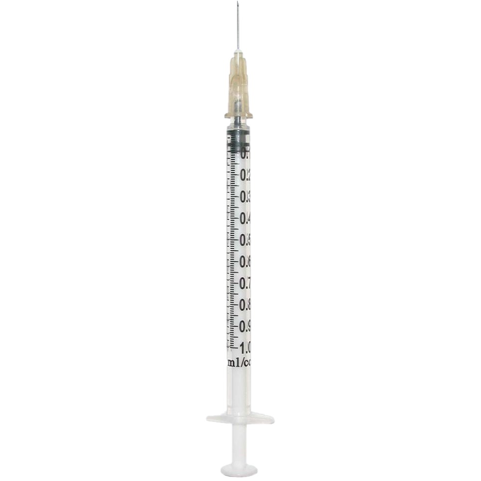 Syringe 1cc TB Tuberculin with Needle ExelInt® 1 mL 26 Gauge 1/2 Inch Detachable Needle Without Safety (100/BX 10BX/CS) by Exel Corporation  ID 26043